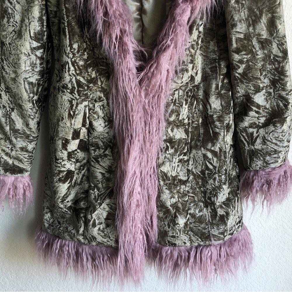 Widow Art Magic Crushed Velvet Faux Fur Trim Jacket Witchy Witchcore Y2K - Picture 4 of 15